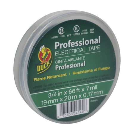 Duck Brand Duck Professional Grade 0.75 in. W X 66 ft. L Green Vinyl Electrical Tape 299014